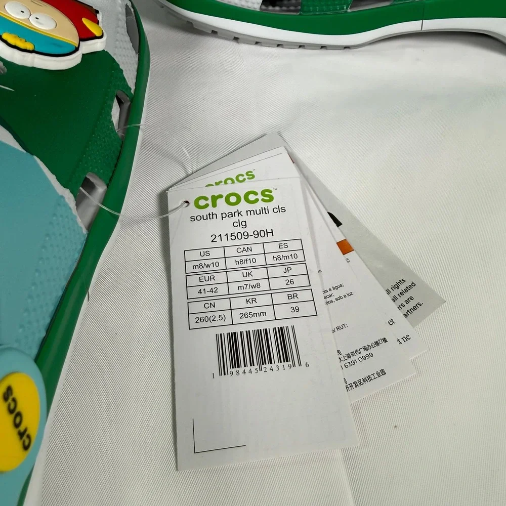 Crocs South Park Classic Clog Multi Green Blue White 211509-90H Mens 8 Womens 10